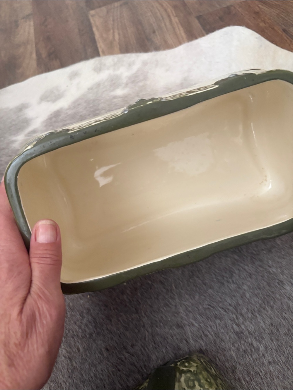 QVC Temp-tations Handbag Old World Olive Green Ceramic Purse Cookie Jar Canister - Picture 4 of 6